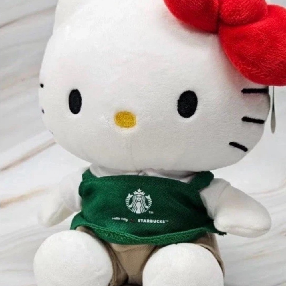 NEW Starbucks Hello Kitty Plush with Red Bow and Green Apron - Picture 2 of 4